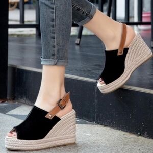 Dolcetta Selma Women's Peep Toe Espadrille Slingback Wedge Platform Sandals 8